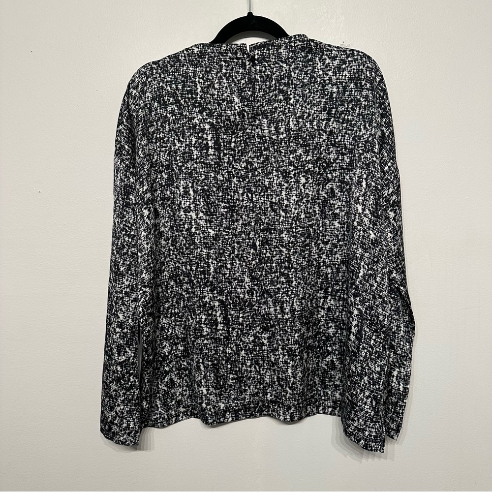Eileen Fisher Funnel Neck Prism Silk Organic Cotton Blouse Top - Picture 5 of 8